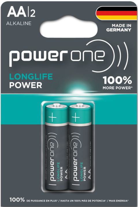 Power One Alkaline AA Battery 2 pack