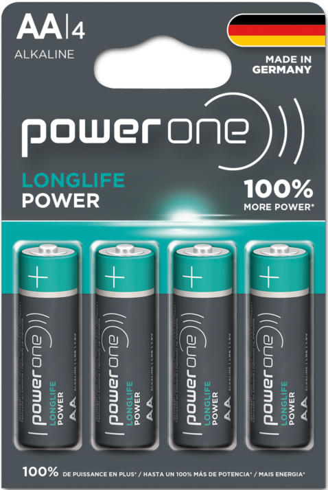 Power One Alkaline AA Battery 4 pack