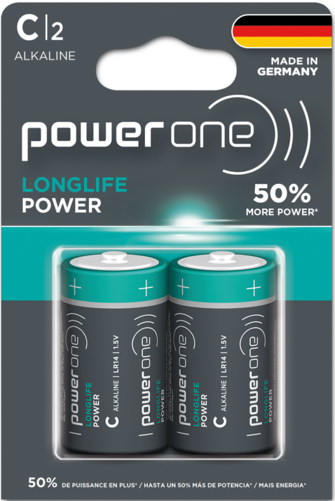 Power One Alkaline C Battery 2 pack